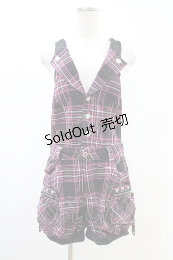 画像1: ALGONQUINS / サロペットバルーンパンツ F ピンク×黒 H-26-02-23-1034-AL-PA-AK-ZH (1)