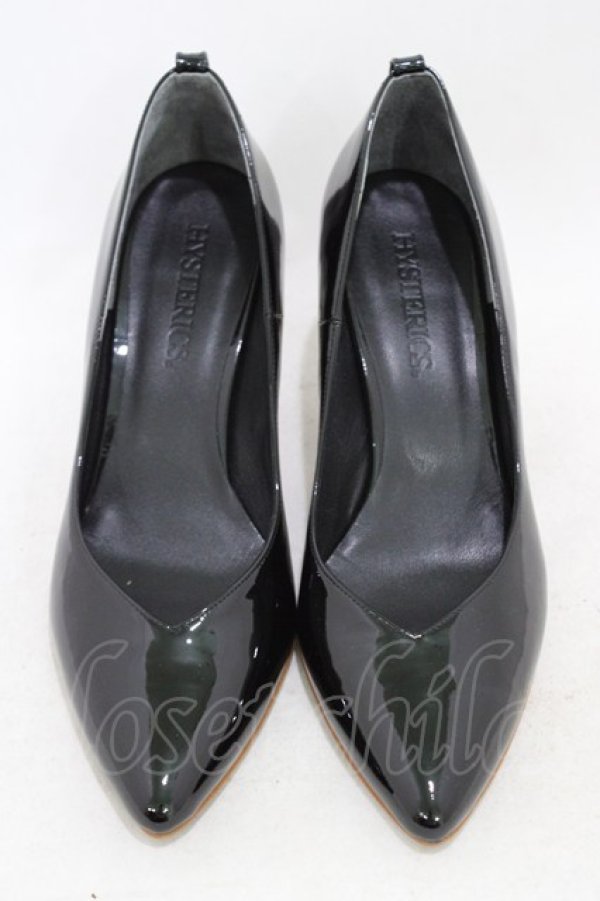 画像1: HYSTERIC GLAMOUR / PATENT LEATHER POINTED TOE パンプス 24 ブラック H-26-02-23-1003-PU-SH-KB-ZH (1)