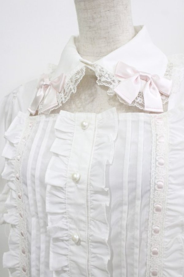 画像4: Ank Rouge / リボン丸衿フリルブラウス M オフ/ピンク H-26-02-23-047-CA-BL-NS-ZH (4)