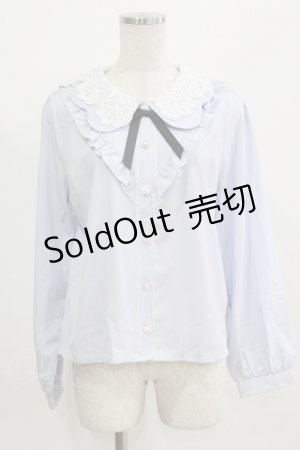 画像: axes femme POETIQUE / レースビック襟ブラウス M サックス H-26-02-23-048-AX-TO-NS-ZH