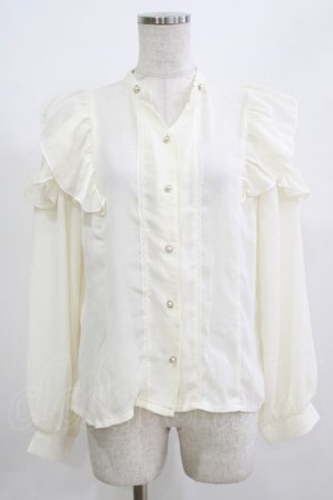 画像: axes femme POETIQUE / リボン付フリル長袖ブラウス M 生成り H-26-02-23-049-AX-BL-NS-ZH