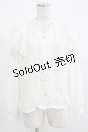 画像: axes femme POETIQUE / リボン付フリル長袖ブラウス M 生成り H-26-02-23-049-AX-BL-NS-ZH