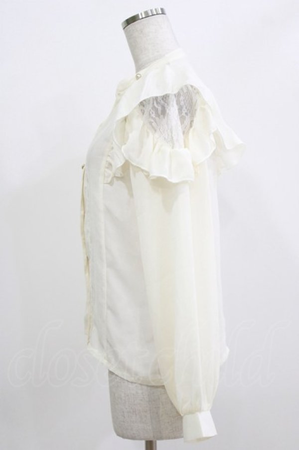 画像2: axes femme POETIQUE / リボン付フリル長袖ブラウス M 生成り H-26-02-23-049-AX-BL-NS-ZH (2)