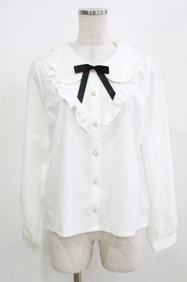 画像1: axes femme POETIQUE / レースビック襟ブラウス M オフ H-26-02-23-050-AX-TO-NS-ZH (1)