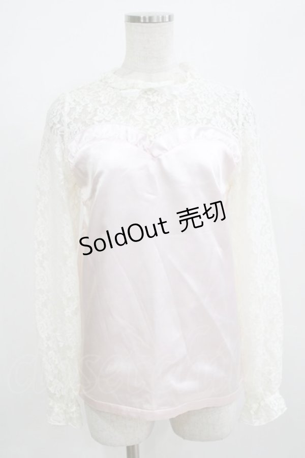 画像1: Swankiss / レース切替トップス Free ピンク H-26-02-23-053-CA-TO-NS-ZH (1)