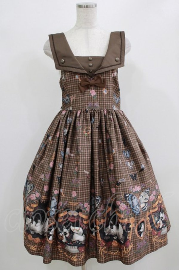 画像1: ALICE and the PIRATES / Dual face 〜phantom and truth〜柄ジャンパースカートII Free ブラウン H-26-02-23-006-PA-OP-NS-ZH (1)