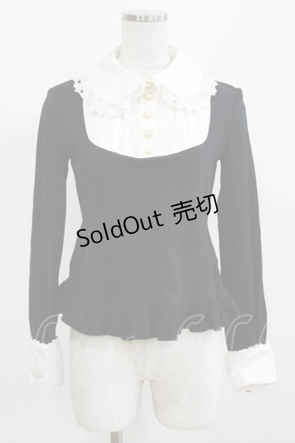 画像1: Angelic Pretty / ピンタックハートボタン切替カットソー Free ブラック H-26-02-23-056-AP-TO-NS-ZH (1)