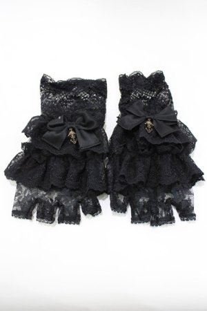 画像: Kurumi Collaboration / CLK*レースグローブ  ブラック H-26-02-23-065-GO-ZA-NS-ZH
