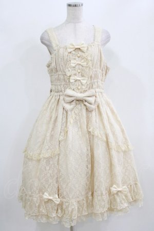 画像: metamorphose / 【プラスサイズ】総レースシャーリングフリルジャンパースカート プラスサイズ 生成り H-26-02-23-007-ME-OP-NS-ZH