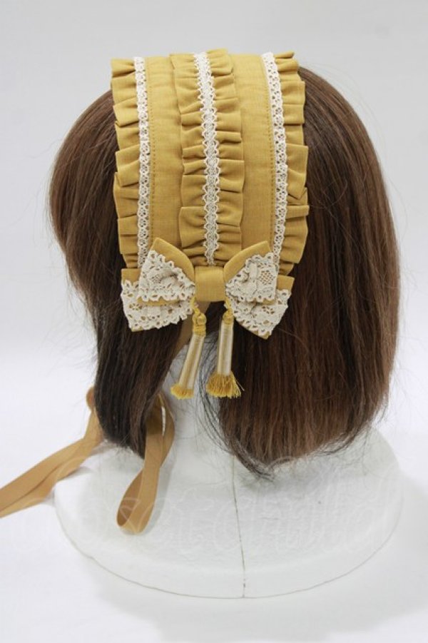 画像2: metamorphose / タッセル付きヘッドドレス(無地)  無地カラシ(Mustard) H-26-02-23-075-ME-AC-NS-ZH (2)