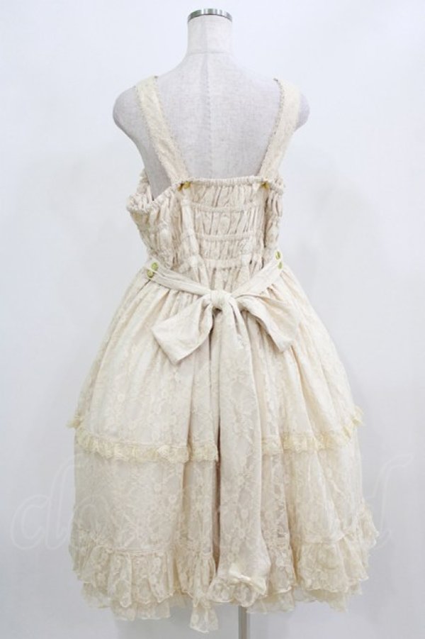 画像3: metamorphose / 【プラスサイズ】総レースシャーリングフリルジャンパースカート プラスサイズ 生成り H-26-02-23-007-ME-OP-NS-ZH (3)