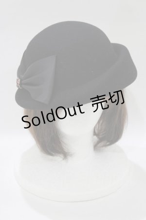 画像: axes femme / リボン付ウールフェルトハット  ブラック H-26-02-23-079-AX-AC-NS-ZH