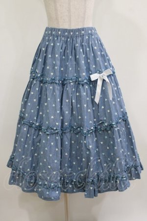 画像: Nile Perch / ハート刺繍フリルスカート Free ブルー H-26-02-23-019-LO-SK-NS-ZH