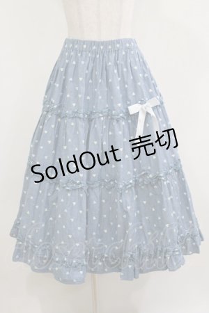 画像: Nile Perch / ハート刺繍フリルスカート Free ブルー H-26-02-23-019-LO-SK-NS-ZH