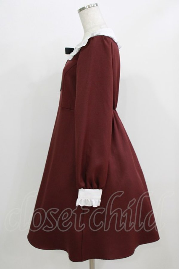 画像2: Amavel / リボン付きワンピース Free ボルドー H-26-02-24-027-CA-OP-NS-ZH (2)