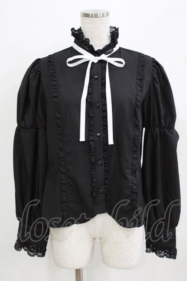 画像1: Eri Aino's Collection / シャーロットの水曜日ブラウス M ブラック H-26-02-24-051-PU-BL-NS-ZH (1)