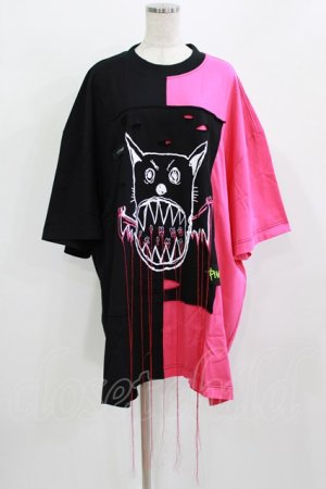 画像: PINKSPINK / cat devil loose tee L ブラック×ピンク H-26-02-24-1004-PU-TO-KB-ZH