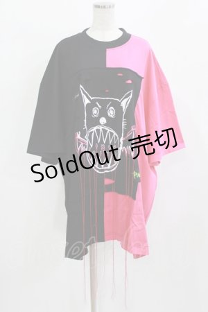 画像: PINKSPINK / cat devil loose tee L ブラック×ピンク H-26-02-24-1004-PU-TO-KB-ZH