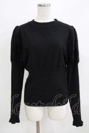 画像: Kurumi Collaboration / 袖フェザーニットプルオーバー L ブラック H-26-02-24-056-GO-TO-NS-ZH