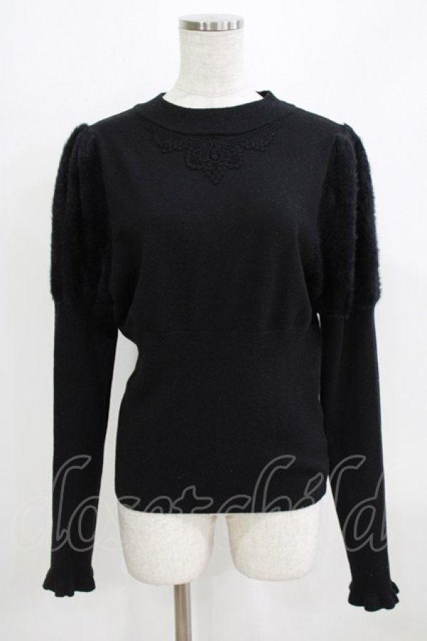 画像1: Kurumi Collaboration / 袖フェザーニットプルオーバー L ブラック H-26-02-24-056-GO-TO-NS-ZH (1)