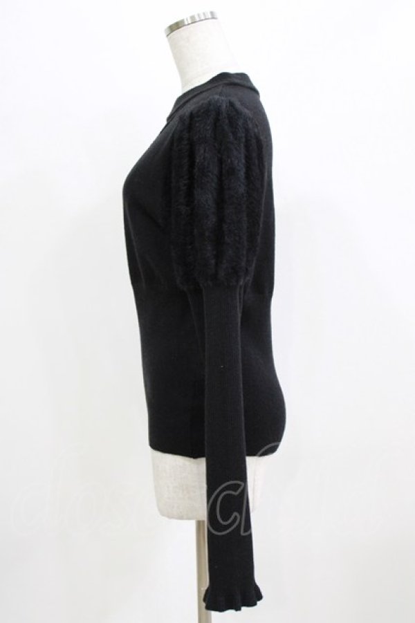 画像2: Kurumi Collaboration / 袖フェザーニットプルオーバー L ブラック H-26-02-24-056-GO-TO-NS-ZH (2)