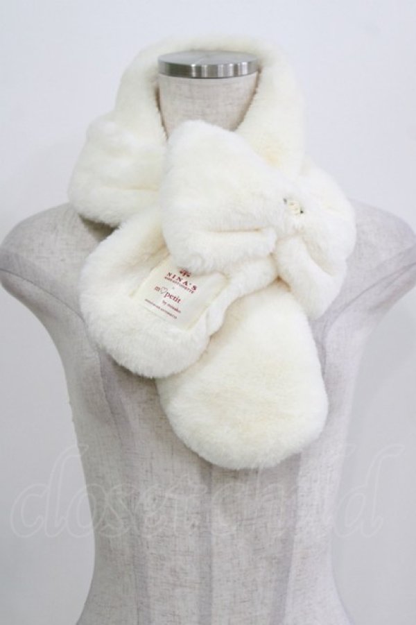 画像1: m petit by misako / AM*FFリボンツキティペット  アイボリー H-26-02-24-063-LO-ZA-NS-ZH (1)