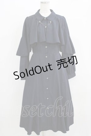 画像: axes femme / ケープ風フリルワンピース M ネイビー H-26-02-24-016-AX-OP-NS-ZH