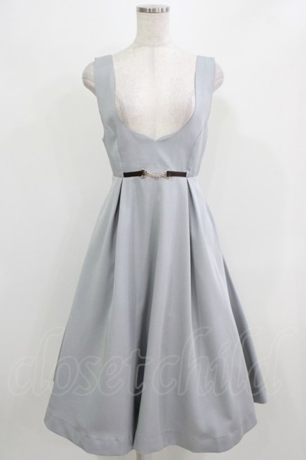 画像1: F i.n.t / チェーンビット使いディープVネックジャンパースカート Free BLUE GRAY H-26-02-24-018-CA-OP-NS-ZH (1)