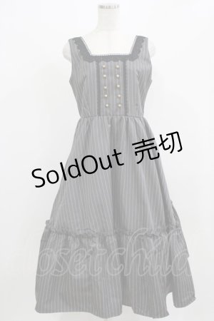 画像: m petit by misako / TT*AOKストライプジャンパースカート L グレー H-26-02-24-019-LO-OP-NS-ZH