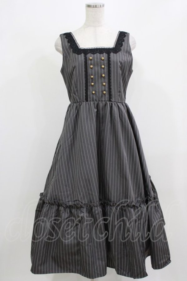 画像1: m petit by misako / TT*AOKストライプジャンパースカート L グレー H-26-02-24-019-LO-OP-NS-ZH (1)