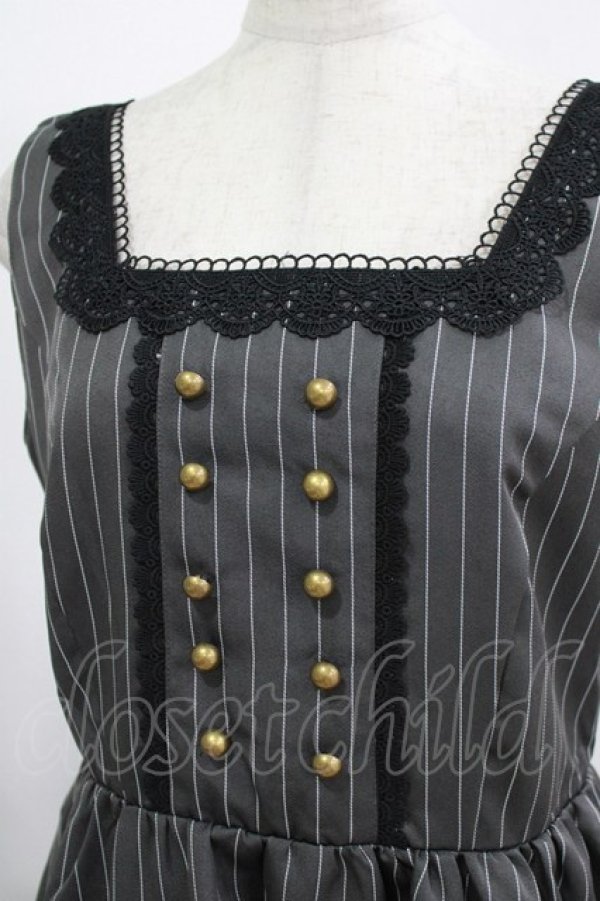 画像4: m petit by misako / TT*AOKストライプジャンパースカート L グレー H-26-02-24-019-LO-OP-NS-ZH (4)