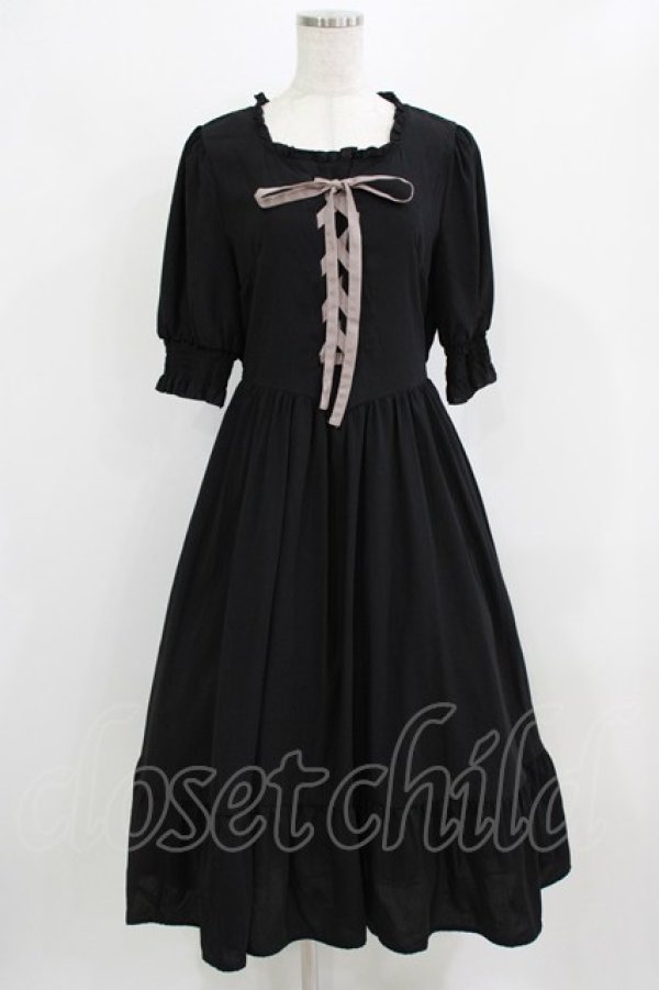 画像1: m petit by misako / AMレースアップワンピース L ブラック H-26-02-24-020-LO-OP-NS-ZH (1)