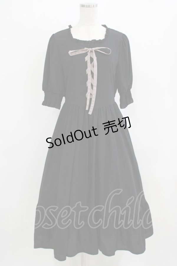 画像1: m petit by misako / AMレースアップワンピース L ブラック H-26-02-24-020-LO-OP-NS-ZH (1)