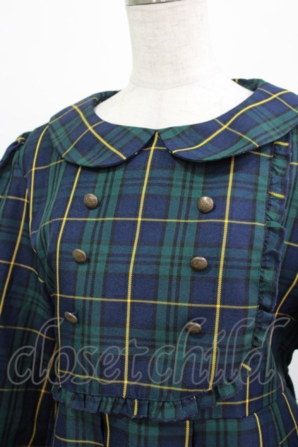 画像4: FLC / MINA*タータンチェックワンピース L ネイビー H-26-02-24-022-LO-OP-NS-ZH (4)