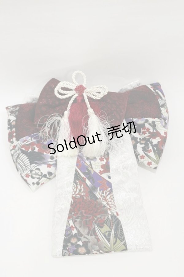 画像1: Qutie Frash / 飾り帯  白×赤 H-26-02-25-1001-QU-ZA-KB-ZH (1)