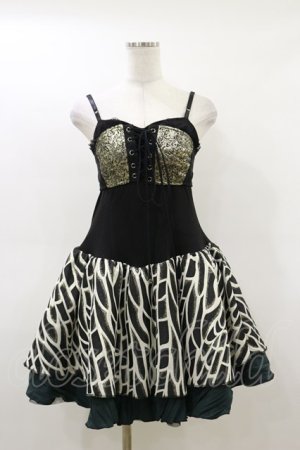 画像: Qutie Frash / キャミワンピース  黒×緑 H-26-02-25-1037-QU-OP-KB-ZH