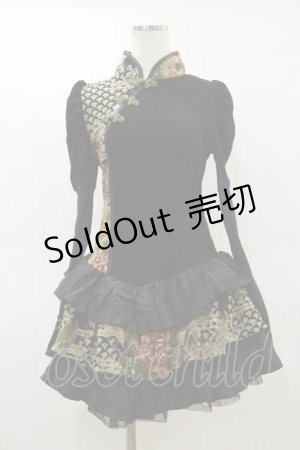 画像: Qutie Frash / チャイナワンピース  黒 H-26-02-25-1038-QU-OP-KB-ZH