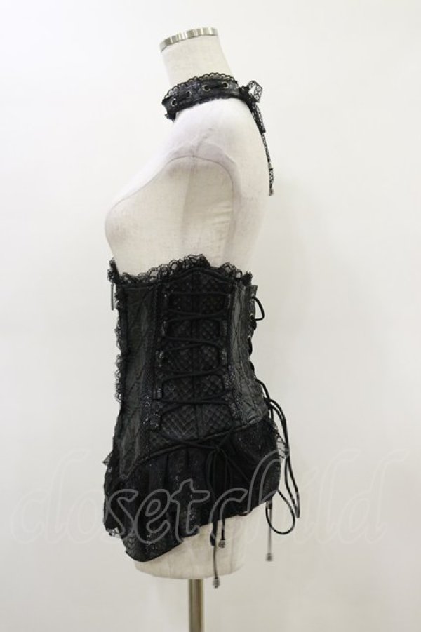 画像3: Qutie Frash / クモメッシュフリルコルセット  黒 H-26-02-25-1004-QU-ZA-KB-ZH (3)