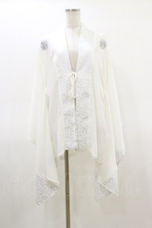画像: Qutie Frash / 肩メッシュ切替着物カーディガン  白 H-26-02-25-1010-QU-TO-KB-ZH