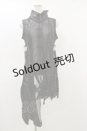 画像: Qutie Frash / チャイナロングベスト  黒 H-26-02-25-1013-QU-TO-KB-ZH