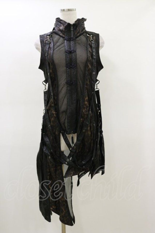 画像1: Qutie Frash / チャイナロングベスト  黒 H-26-02-25-1013-QU-TO-KB-ZH (1)