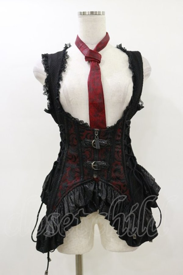 画像1: Qutie Frash / コルセットビスチェ  黒×赤 H-26-02-25-1014-QU-TO-KB-ZH (1)