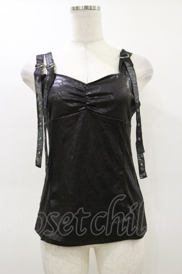 画像1: Qutie Frash / ベルトストラップキャミ  黒 H-26-02-25-1016-QU-TO-KB-ZH (1)