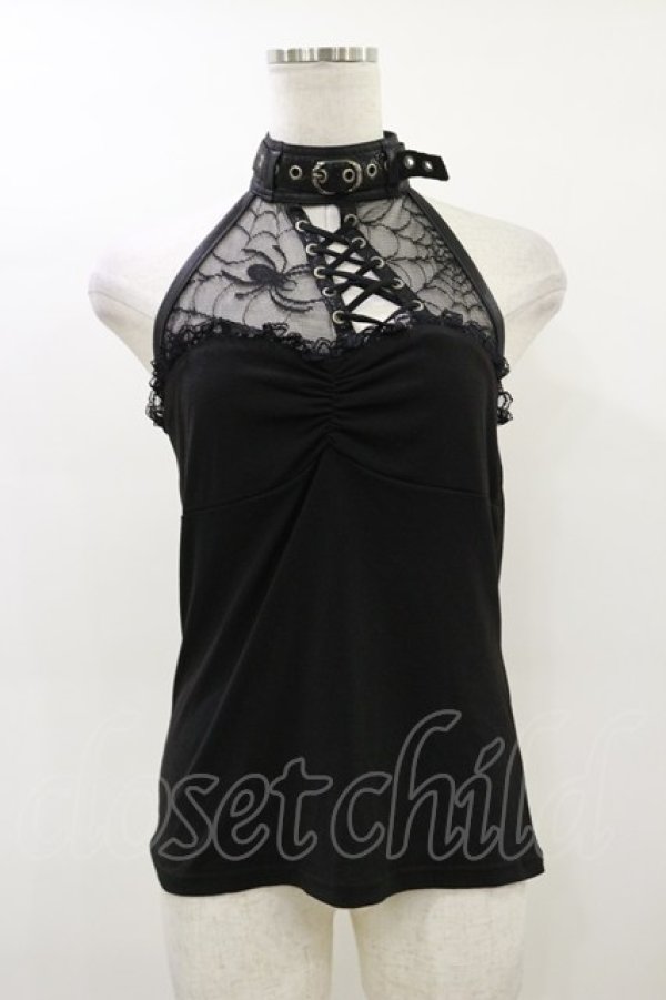 画像1: Qutie Frash / ホルターキャミ  黒 H-26-02-25-1017-QU-TO-KB-ZH (1)