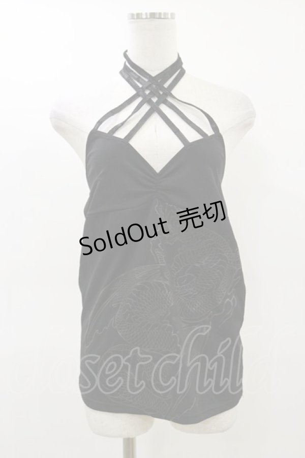 画像1: Qutie Frash / クロスキャミ  黒×黒 H-26-02-25-1018-QU-TO-KB-ZH (1)