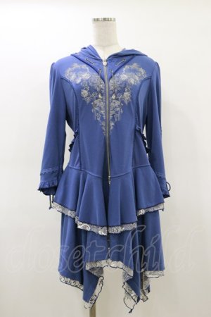 画像: Ozz oneste / フード付き薔薇刺繍ZIPジャケット  青 H-26-02-25-1023-OO-JA-KB-ZH