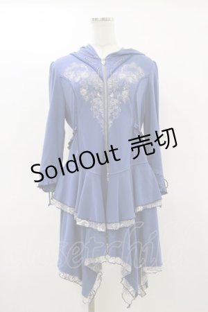 画像: Ozz oneste / フード付き薔薇刺繍ZIPジャケット  青 H-26-02-25-1023-OO-JA-KB-ZH