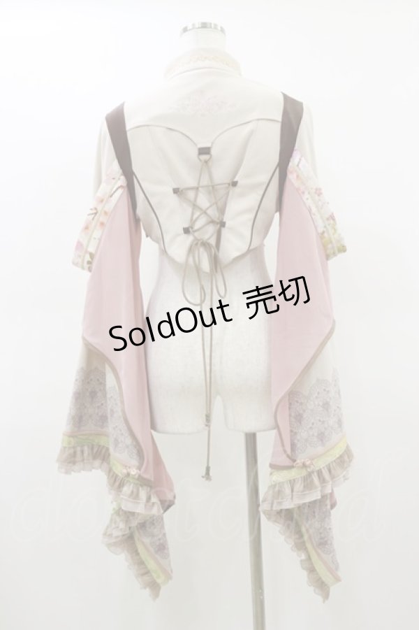 画像2: Ozz oneste / 着物袖ショートジャケット  ピンクベージュ H-26-02-25-1024-OO-JA-KB-ZH (2)