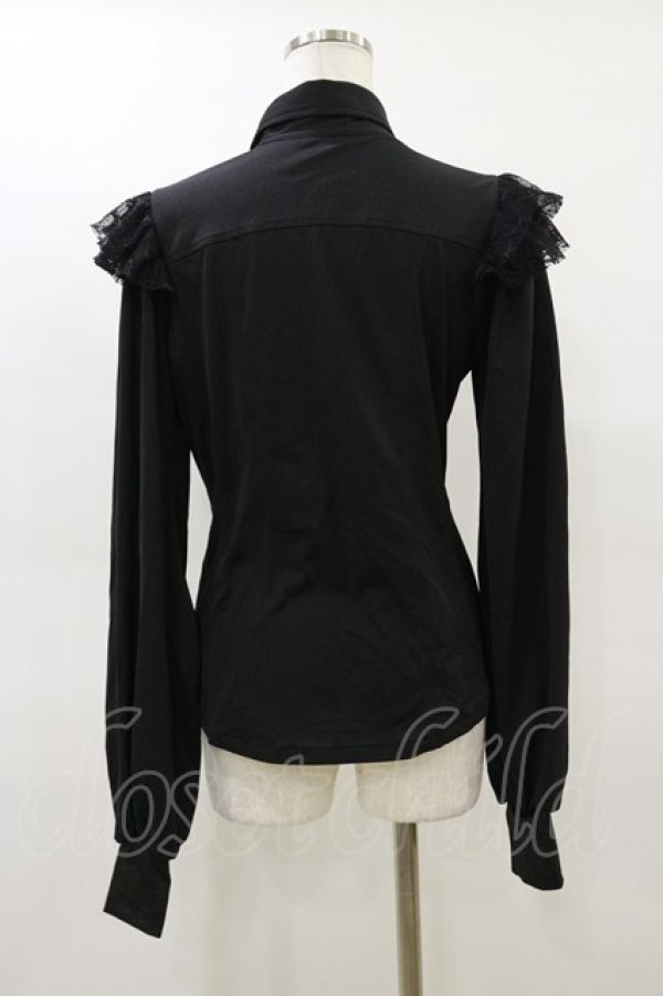 画像2: Qutie Frash / メッシュ切替ブラウス  黒×赤 H-26-02-25-1027-QU-BL-KB-ZH (2)