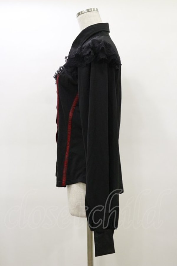 画像3: Qutie Frash / メッシュ切替ブラウス  黒×赤 H-26-02-25-1027-QU-BL-KB-ZH (3)